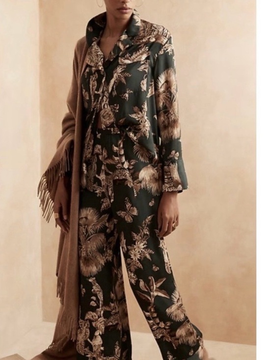Banana Republic Other - BR Jungle Print Satin Long Sleeve Pajama Set